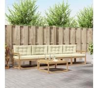 vidaXL Set di divani da esterno con cuscino 4 pcs Bianco e Crema