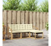 vidaXL Set di divani da esterno con cuscino 4 pcs Bianco e Crema, Divano da Giardino, Set Moderno per Esterni, Lounge Resistente, Comodo Posto per il Terreno