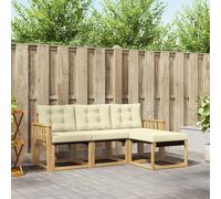 vidaXL Set di divani da esterno con cuscino 4 pcs Bianco e Crema, Divano da Giardino, Set Moderno per Esterni, Lounge Resistente, Comodo Posto per il Terreno