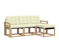 vidaXL Set di divani da esterno con cuscino 4 pcs Bianco e Crema, Divano da Giardino, Set Moderno per Esterni, Lounge Resistente, Comodo Posto per il Terreno