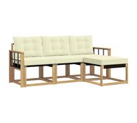 vidaXL Set di divani da esterno con cuscino 4 pcs Bianco e Crema, Divano da Giardino, Set Moderno per Esterni, Lounge Resistente, Comodo Posto per il Terreno