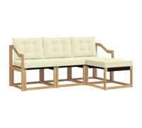 vidaXL Set di divani da esterno con cuscino 4 pcs Bianco e Crema, Divano da Giardino, Set Moderno per Esterni, Lounge Resistente, Comodo Posto per il Terreno