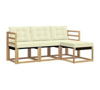 vidaXL Set di divani da esterno con cuscino 4 pcs Bianco e Crema, Divano da Giardino, Set Moderno per Esterni, Lounge Resistente, Comodo Posto per il Terreno