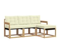 vidaXL Set di divani da esterno con cuscino 4 pcs Bianco e Crema, Divano da Giardino, Set Moderno per Esterni, Lounge Resistente, Comodo Posto per il Terreno
