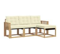 vidaXL Set di divani da esterno con cuscino 4 pcs Bianco e Crema, Divano da Giardino, Set Moderno per Esterni, Lounge Resistente, Comodo Posto per il Terreno