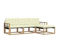 vidaXL Set di divani da esterno con cuscino 4 pcs Bianco e Crema, Divano da Giardino, Set Sezionale Moderno, Mobili Esterni Resistenti, Lounge per Patio e Relax