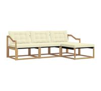 vidaXL Set di divani da esterno con cuscino 4 pcs Bianco e Crema, Divano da Giardino, Set Sezionale Moderno, Mobili Esterni Resistenti, Lounge per Patio e Relax