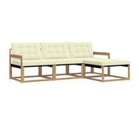 vidaXL Set di divani da esterno con cuscino 4 pcs Bianco e Crema, Divano da Giardino, Set Sezionale Moderno, Mobili Esterni Resistenti, Lounge per Patio e Relax