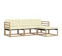 vidaXL Set di divani da esterno con cuscino 4 pcs Bianco e Crema, Divano da Giardino, Set Sezionale Moderno, Mobili Esterni Resistenti, Lounge per Patio e Relax