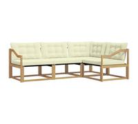 vidaXL Set di divani da esterno con cuscino 4 pcs Bianco e Crema, Set da giardino, divano moderno, arredamento resistente, seating elegante per terrazza, patio per rilassarsi