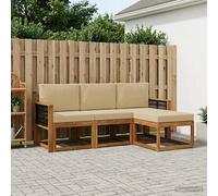 vidaXL Set di divani da esterno con cuscino 4 pcs Naturale