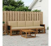 vidaXL Set di divani da esterno con cuscino 4 pcs Naturale