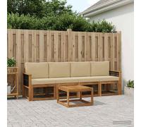 vidaXL Set di divani da esterno con cuscino 4 pcs Naturale
