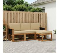 vidaXL Set di divani da esterno con cuscino 4 pcs Naturale