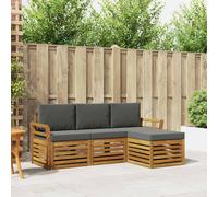 vidaXL Set di divani da esterno con cuscino 4 pcs Naturale e Antracite, Divano Giardino Moderno, Set Sezionale Resistente per Esterni, Lounge Patio Elegante, Mobili per Comodità