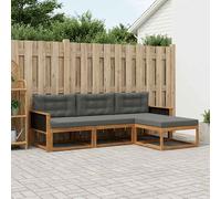 vidaXL Set di divani da esterno con cuscino 4 pcs Naturale e Antracite