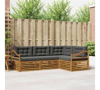 vidaXL Set di divani da esterno con cuscino 4 pcs Naturale e Antracite, Divano Sezionale Moderno per Giardino, Mobili Resistente per Patio, Comodo Posto per Rilassarsi all'Aperto