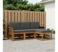 vidaXL Set di divani da esterno con cuscino 4 pcs Naturale e Antracite