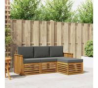 vidaXL Set di divani da esterno con cuscino 4 pcs Naturale e Antracite, Divano Giardino Moderno, Set Sezionale Resistente per Esterni, Lounge Patio Elegante, Mobili per Comodità