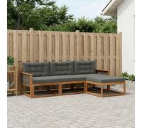 vidaXL Set di divani da esterno con cuscino 4 pcs Naturale e Antracite
