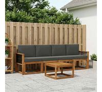 vidaXL Set di divani da esterno con cuscino 4 pcs Naturale e Antracite, Divano moderno da giardino, set sezionale per relax in patio, comfort e stile assicurati