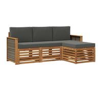 vidaXL Set di divani da esterno con cuscino 4 pcs Naturale e Antracite, Arredamento da giardino, divano moderno per terrazza, set lounge per un comfort all'aperto