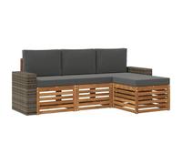 vidaXL Set di divani da esterno con cuscino 4 pcs Naturale e Antracite, Arredamento da giardino, divano moderno per terrazza, set lounge per un comfort all'aperto