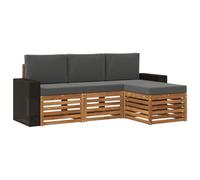 vidaXL Set di divani da esterno con cuscino 4 pcs Naturale e Antracite, Arredamento da giardino, divano moderno per terrazza, set lounge per un comfort all'aperto