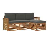 vidaXL Set di divani da esterno con cuscino 4 pcs Naturale e Antracite, Arredamento da giardino, divano moderno per terrazza, set lounge per un comfort all'aperto