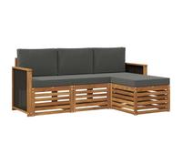 vidaXL Set di divani da esterno con cuscino 4 pcs Naturale e Antracite, Arredamento da giardino, divano moderno per terrazza, set lounge per un comfort all'aperto