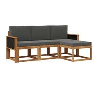 vidaXL Set di divani da esterno con cuscino 4 pcs Naturale e Antracite, Divano da esterno, arredo moderno, relax in giardino e terrazza per il comfort del patio