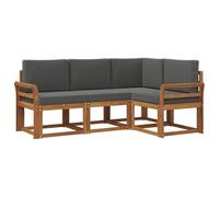 vidaXL Set di divani da esterno con cuscino 4 pcs Naturale e Antracite, Divano da esterno, mobili modulari, lounge da giardino, seduta patio resistente, set terrazza confortevole