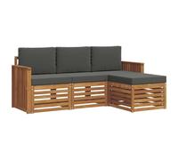 vidaXL Set di divani da esterno con cuscino 4 pcs Naturale e Antracite, Divano Giardino Moderno, Set Sezionale Resistente per Esterni, Lounge Patio Elegante, Mobili per Comodità