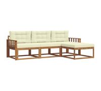 vidaXL Set di divani da esterno con cuscino 4 pcs Naturale e Antracite, Divano Modulare per Giardino, Set Patios Moderno, Mobili Resistenti, Comodo e Ideale per Esterni