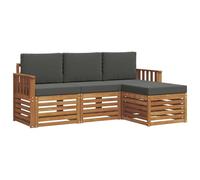 vidaXL Set di divani da esterno con cuscino 4 pcs Naturale e Antracite, Divano Giardino Moderno, Set Sezionale Resistente per Esterni, Lounge Patio Elegante, Mobili per Comodità