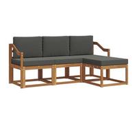 vidaXL Set di divani da esterno con cuscino 4 pcs Naturale e Antracite, Lounge da Giardino, Set Divano da Esterno Moderno, Mobili Sezionali Durevoli per Patio, Seduta Confortevole per Terrazza