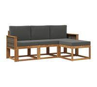 vidaXL Set di divani da esterno con cuscino 4 pcs Naturale e Antracite, Lounge da Giardino, Set Divano da Esterno Moderno, Mobili Sezionali Durevoli per Patio, Seduta Confortevole per Terrazza