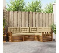 vidaXL Set di divani da esterno con cuscino 4 pcs Naturale e Beige