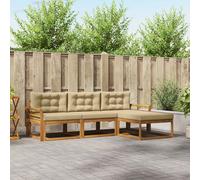 vidaXL Set di divani da esterno con cuscino 4 pcs Naturale e Beige, Set di divani moderni per esterni, mobili per giardino resistenti, comodi posti a sedere per il patio