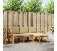vidaXL Set di divani da esterno con cuscino 4 pcs Naturale e Beige, Lounge da Giardino, Set Divano da Esterno Moderno, Mobili Sezionali Durevoli per Patio, Seduta Confortevole per Terrazza