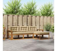 vidaXL Set di divani da esterno con cuscino 4 pcs Naturale e Beige