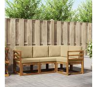vidaXL Set di divani da esterno con cuscino 4 pcs Naturale e Beige