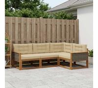 vidaXL Set di divani da esterno con cuscino 4 pcs Naturale e Beige