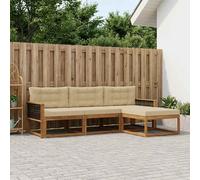 vidaXL Set di divani da esterno con cuscino 4 pcs Naturale e Beige, Set di divani moderni per esterni, mobili per giardino resistenti, comodi posti a sedere per il patio