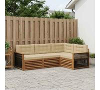 vidaXL Set di divani da esterno con cuscino 4 pcs Naturale e Beige, Divano Sezionale Moderno per Giardino, Mobili Resistente per Patio, Comodo Posto per Rilassarsi all'Aperto