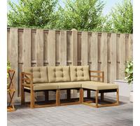 vidaXL Set di divani da esterno con cuscino 4 pcs Naturale e Beige, Divano da esterno, set sezionale moderno, mobilio da giardino resistente, comfort in terrazza