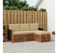 vidaXL Set di divani da esterno con cuscino 4 pcs Naturale e Beige, Arredamento da giardino, divano moderno per terrazza, set lounge per un comfort all'aperto
