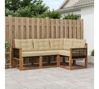 vidaXL Set di divani da esterno con cuscino 4 pcs Naturale e Beige, Mobili da giardino, divano moderno per esterni, soggiorno sezionale, comodi posti in terrazza, relax assicurato