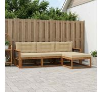 vidaXL Set di divani da esterno con cuscino 4 pcs Naturale e Beige