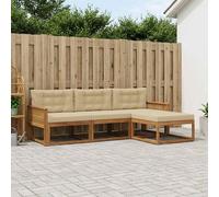 vidaXL Set di divani da esterno con cuscino 4 pcs Naturale e Beige